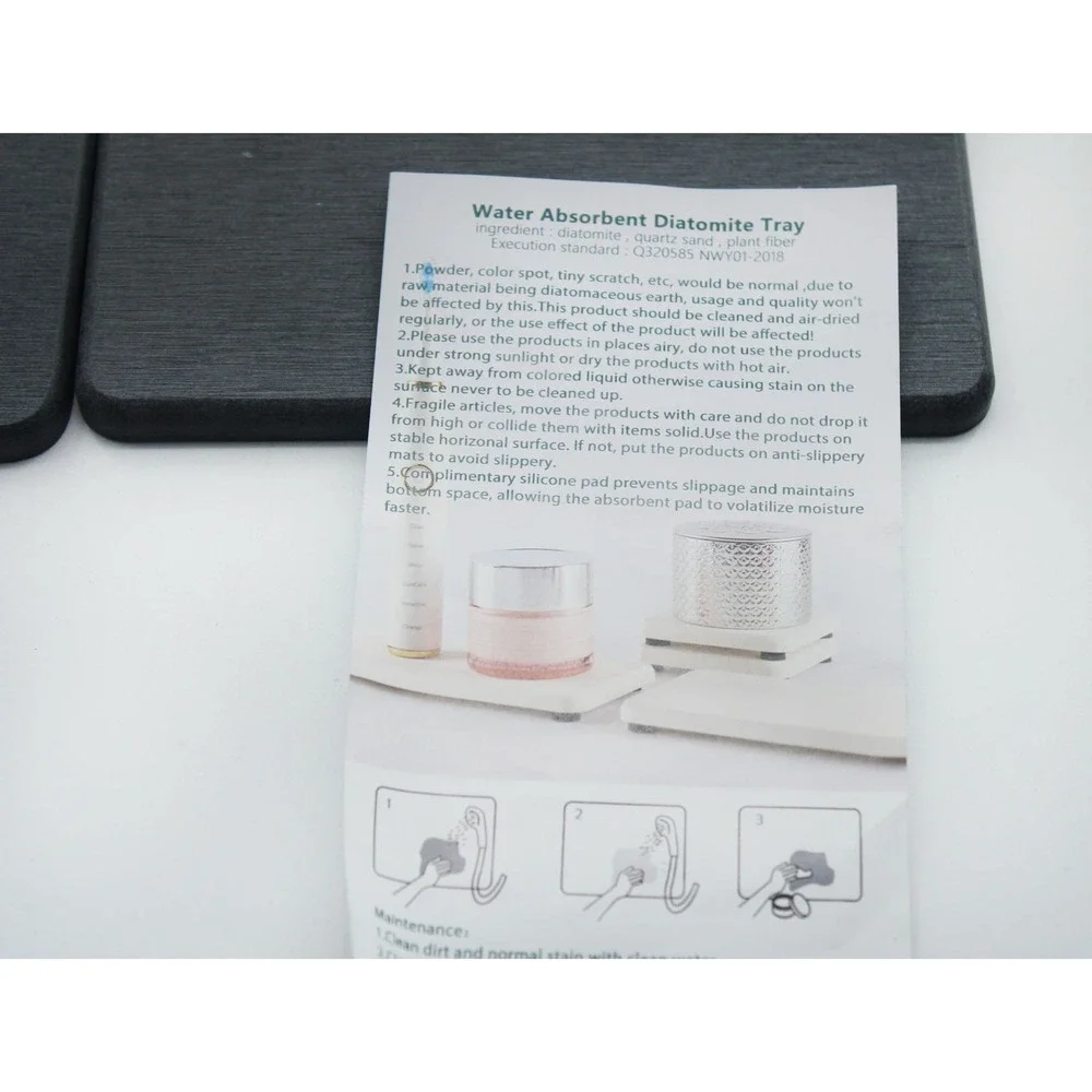 NiuYichee 4pc Dark Gray Diatomite Water Absorbent Sink Caddy Tray Coaster Set